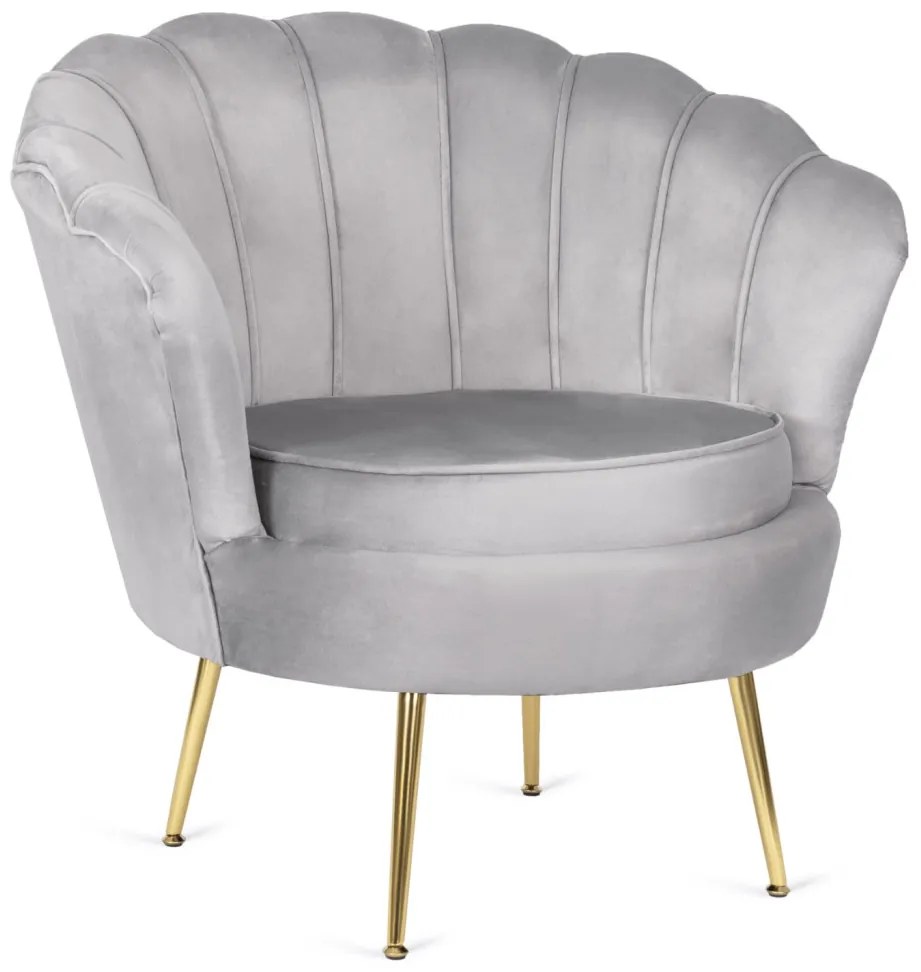 Elegáns Fotel Lábtartóval Szürke Bársony Kárpittal. GRAND