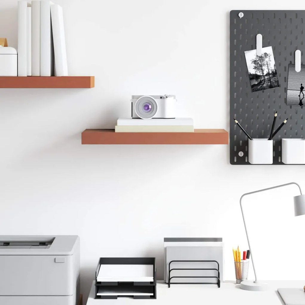 vidaXL Falpolc Falra szerelhető tárolóval Piros 50 x 23 x 4 cm Faanyag