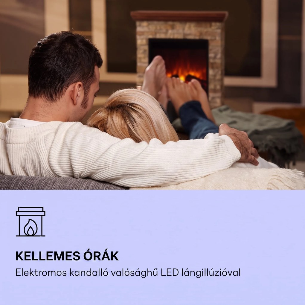 Klarstein Etna, elektromos kandalló, 1800 W, heti időzítő, távirányító, szürke/barna
