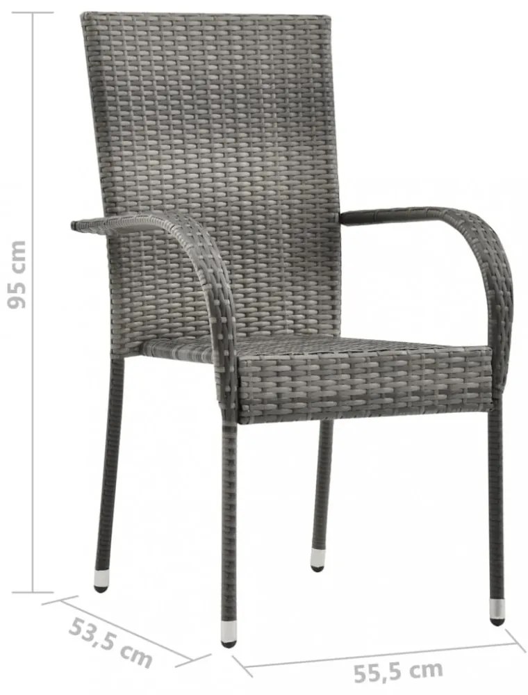 vidaXL 7 részes szürke polyrattan kerti étkezőgarnitúra