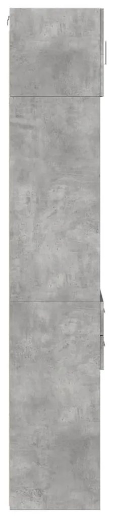 betonszürke szerelt fa vékony tárolószekrény 45 x 42,5 x 225 cm