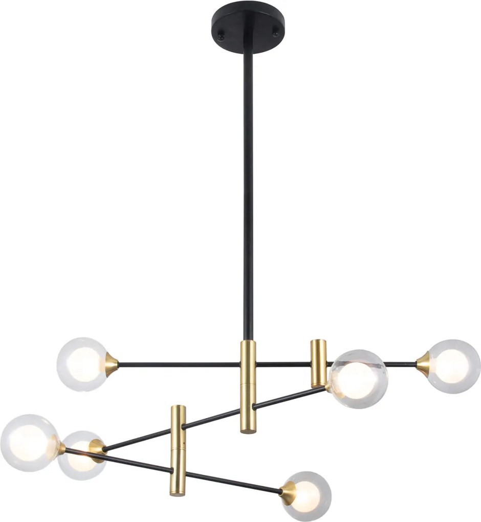 ITALUX PND-9148-6 MARINO Glamour Csillár Fekete, Sárgaréz, Átlátszó G9 IP20