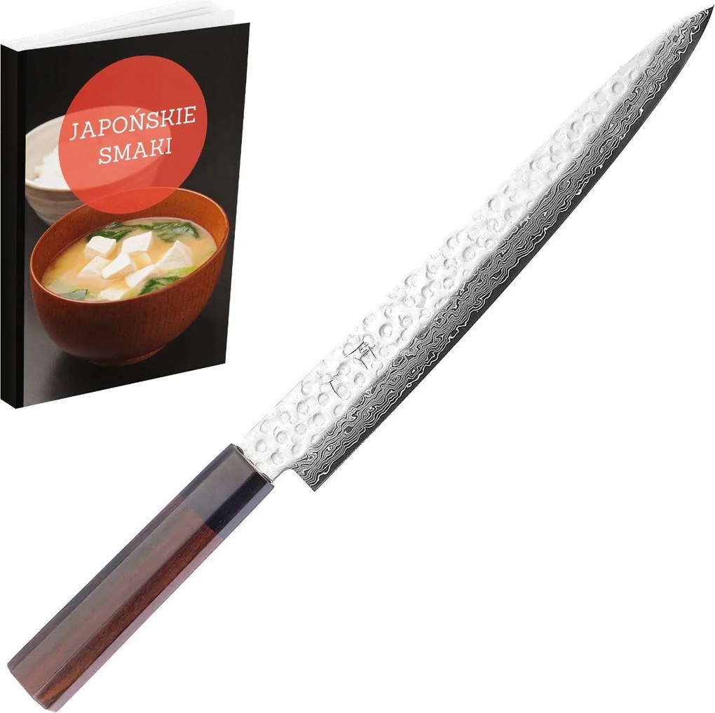 Takahisa Damascus Octagon Sujihiki 24 cm kovácsolt japán szeletelő kés