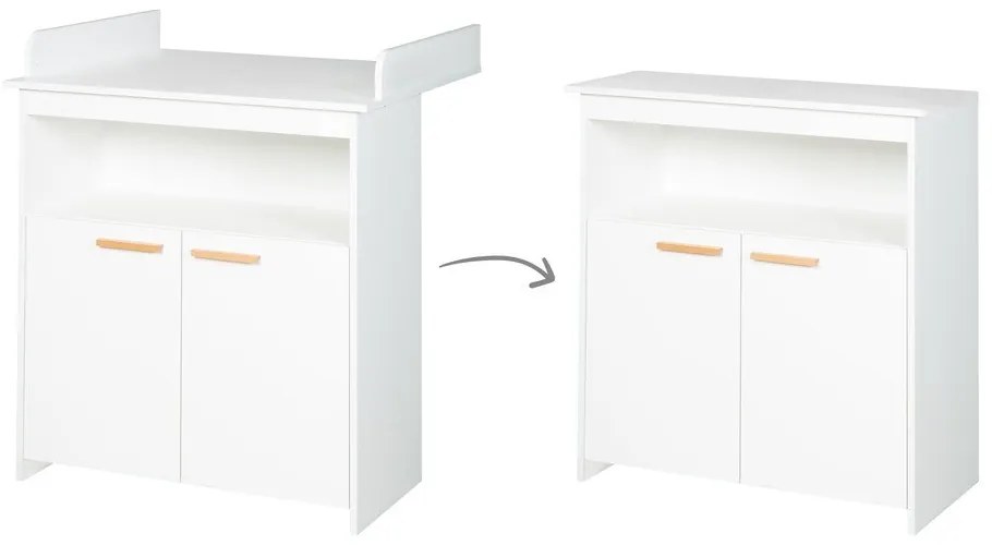 Fehér gyerek komód pelenkázó feltéttel 88x98x75 cm Anton – Roba