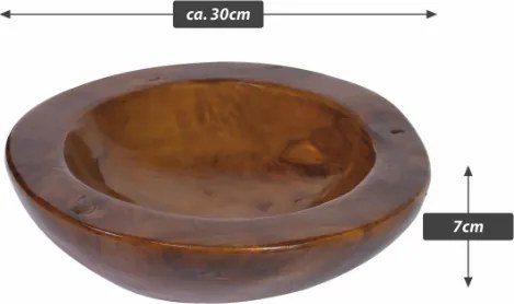 Teakfa tál Ø 30 cm kézzel készített dekoratív