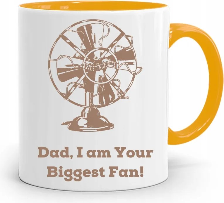 Sárga Apák Napi Bögre Apáknak Dad IM Biggest Fan nyomott mintával