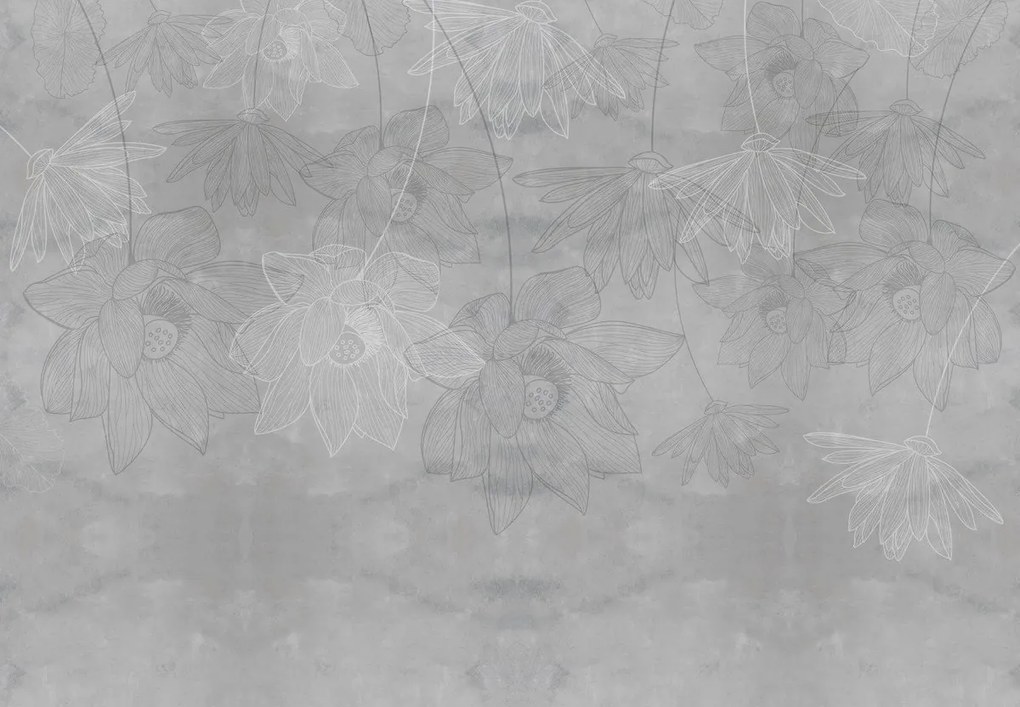 Fotótapéta - Illusztráció virágok betonon (147x102 cm)