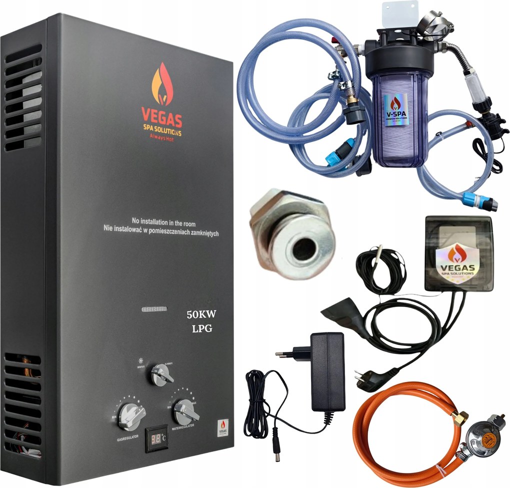 Propán-bután fűtőtest kályha kerti dézsafürdőhöz, Spa-hoz 50KW Fa És Gáz Tüzelésű