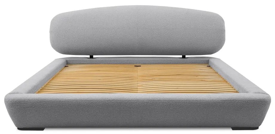 Szürke kárpitozott franciaágy ágyráccsal 180x200 cm Odette – Scandic