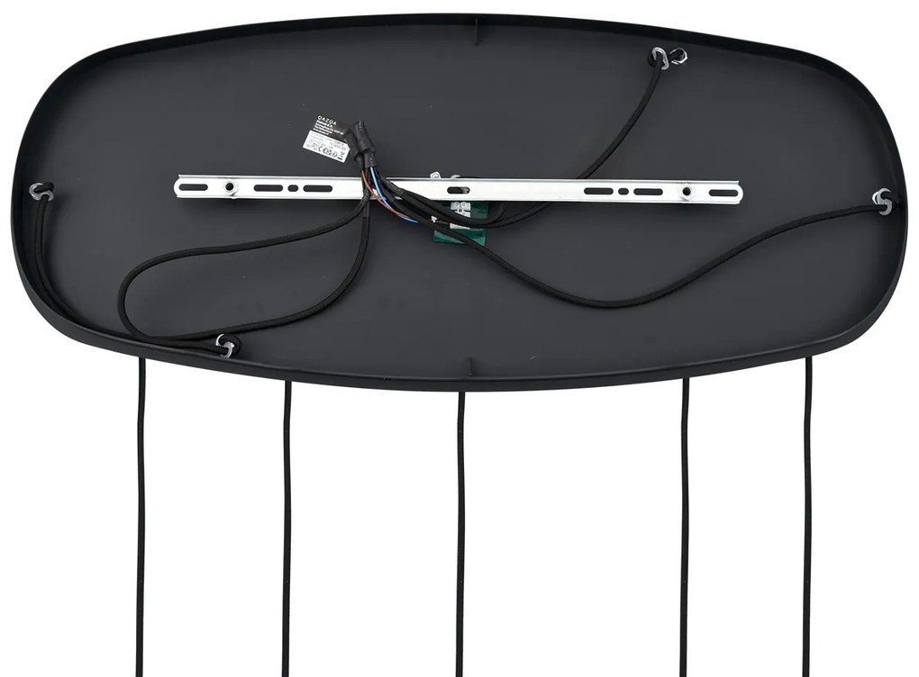 Modern függőlámpa fekete borostyánszínű üveggel, 5 izzós - Sheena