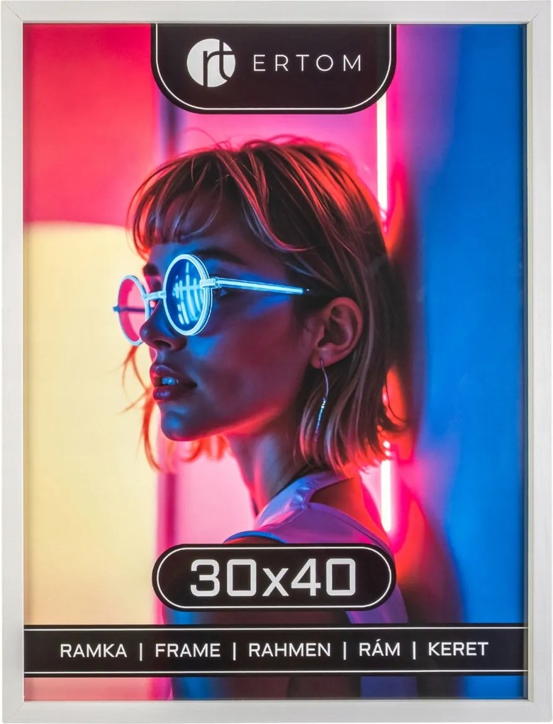 Fa képkeret 30x40 fehér modern felakasztható üveg