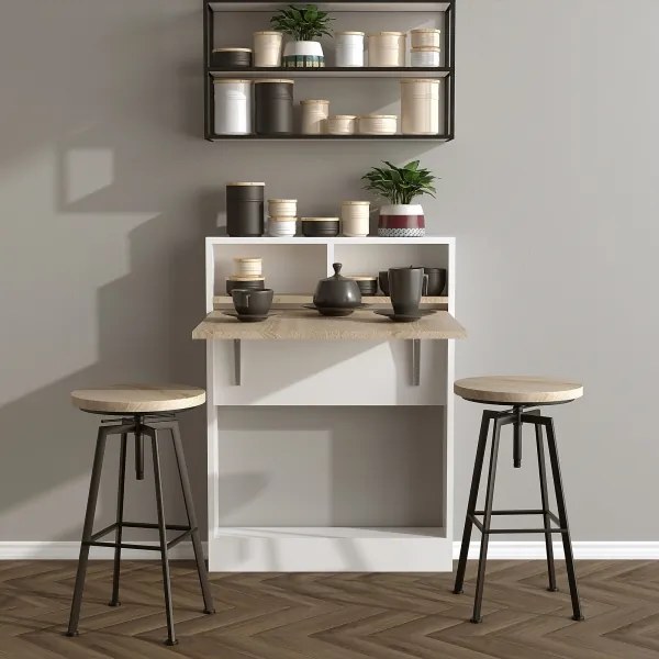 Összecsukható asztal BRACKED 96x70 cm fehér/barna