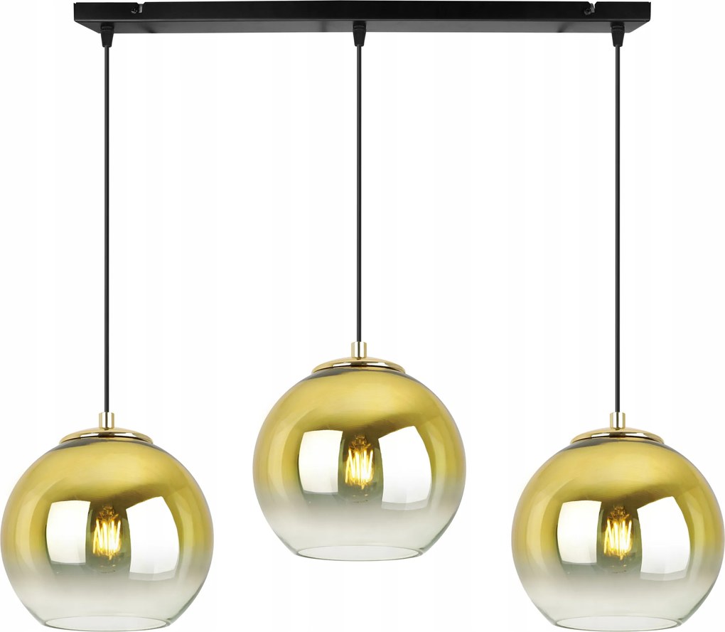 Mennyezeti Lámpa Lógó Hármas Csillár Arany Üveg Lámpabúra Gömbök Az Asztal Felett