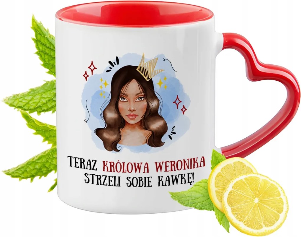 Veronika Piros Bögre Szív Alakú Füllel Ajándék