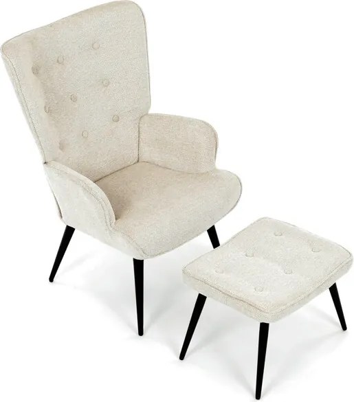 Relaxációs fotel, bézs, bársony kárpit, AK-303 CRM2