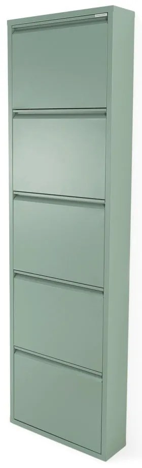 Szürkészöld fém billenő ajtós cipőtartó 50x169x15 cm Billy – Spinder Design