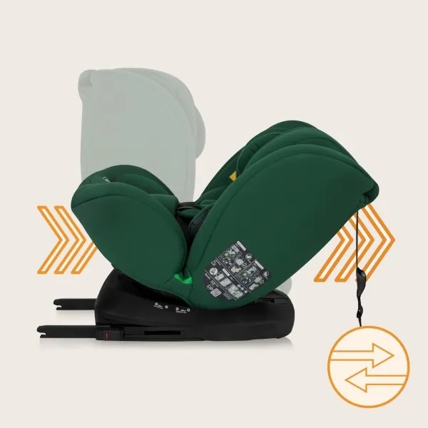 Lionelo - Forgatható autósülés alapzattal BASTIAAN i-Size 40-150 cm Zöld erdő