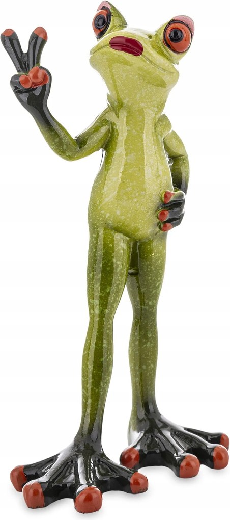 Béka figura béka hölgy vidám piros ajkak pózol vicces figura