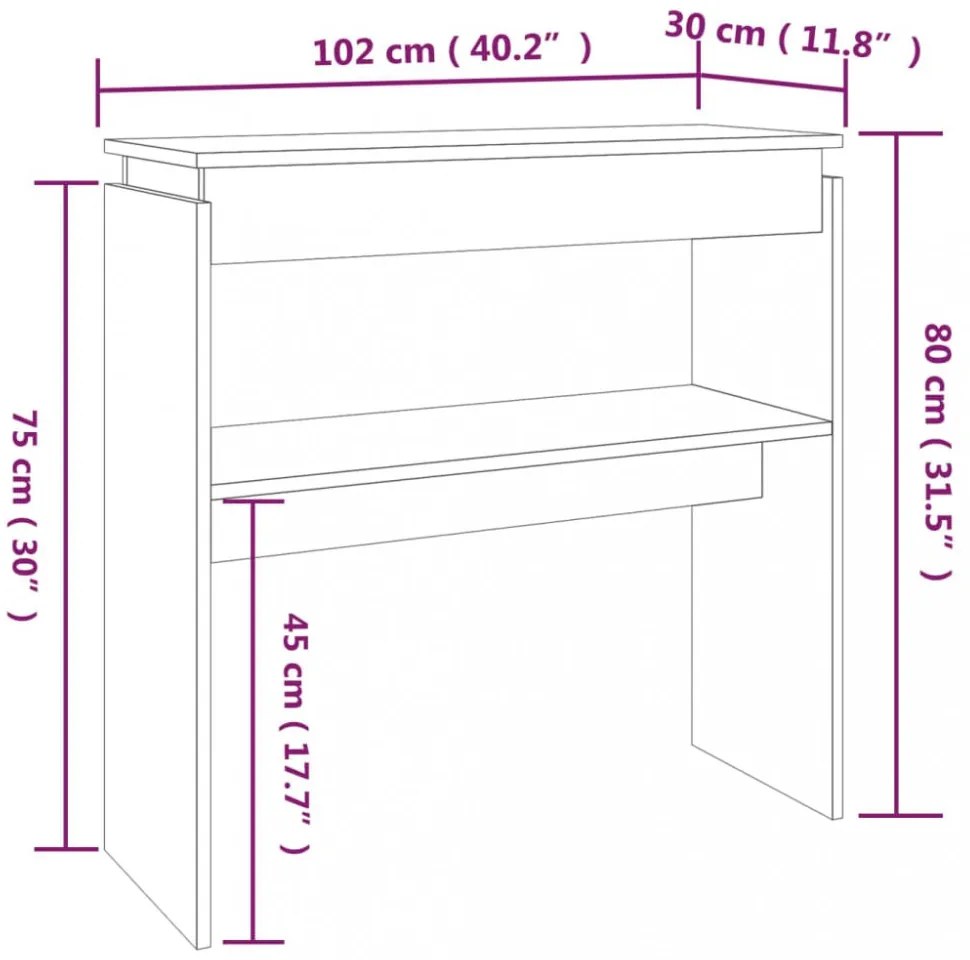 füstös tölgy színű szerelt fa tálalóasztal 102 x 30 x 80 cm