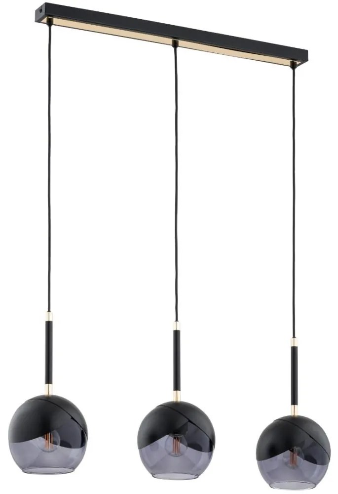 Csillár zsinóron MILTONA 3xE27/60W/230V fekete/szürke