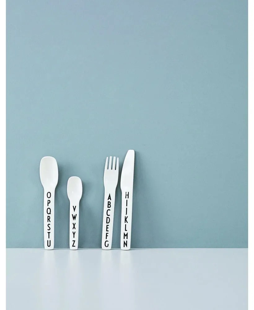4 db-os fehér gyerek evőeszköz készlet - Design Letters