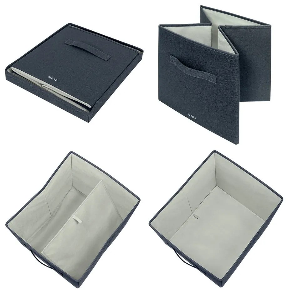 Sötétszürke fedeles textil tárolódoboz szett 2 db-os 33x38x32.5 cm – Leitz