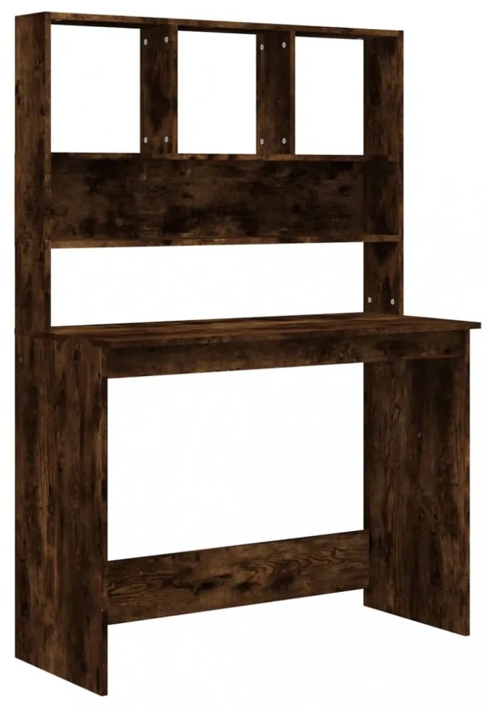 füstös tölgy szerelt fa íróasztal polcokkal 102 x 45 x 148 cm