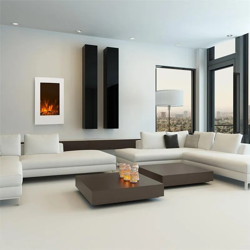 Klarstein Lausanne Vertical, elektromos kandalló, 2000 W, heti időzítő, fehér