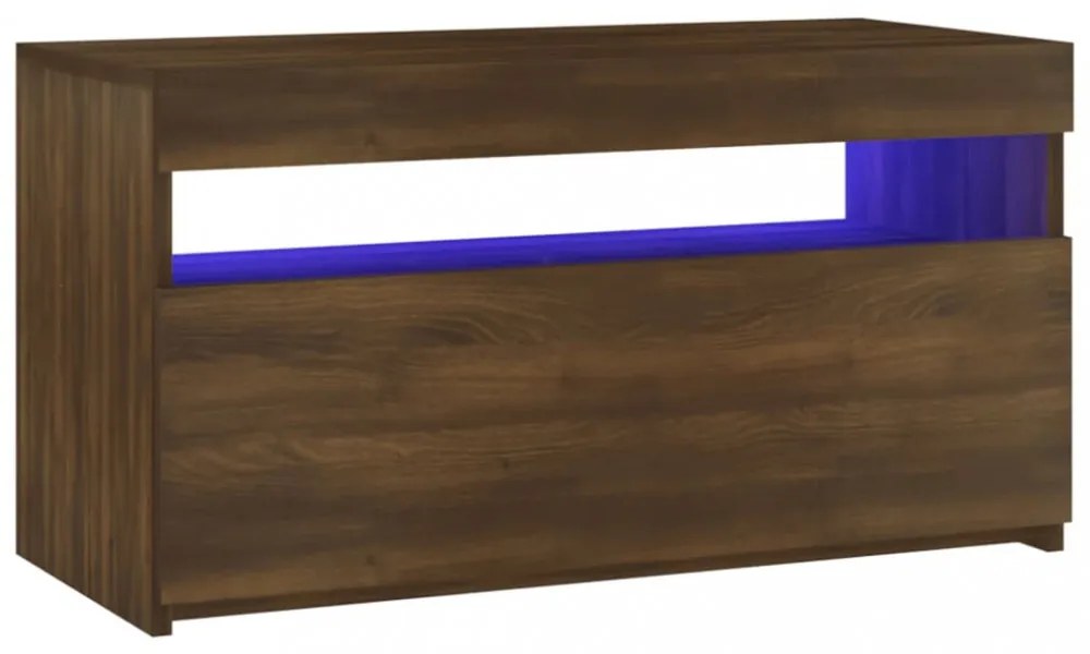 barna tölgy színű TV-szekrény LED-világítással 75 x 35 x 40 cm