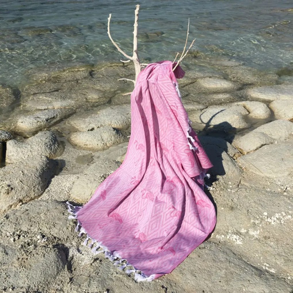 Flamingo törülköző, fukszia, 100×180 cm