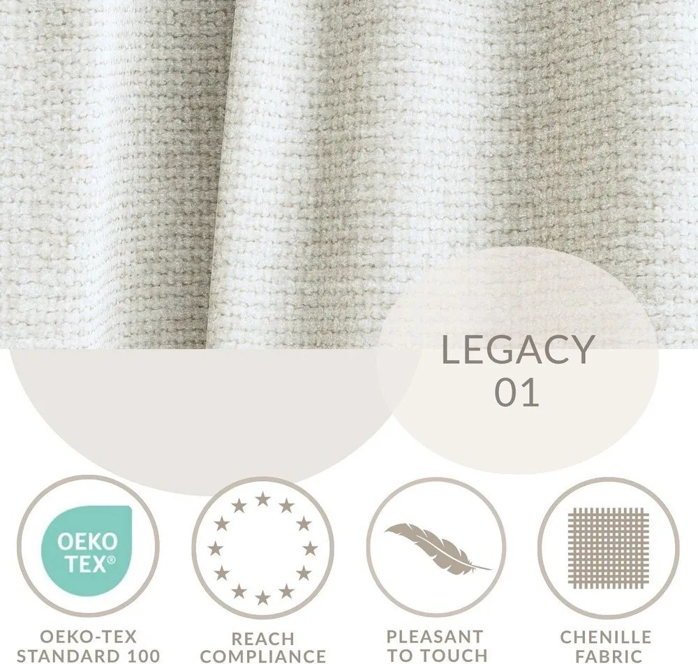 Krémszínű zsenília kinyitható-tárolóhelyes sarokkanapé (jobb oldali-heverő résszel) Leon – Maison de Rêve