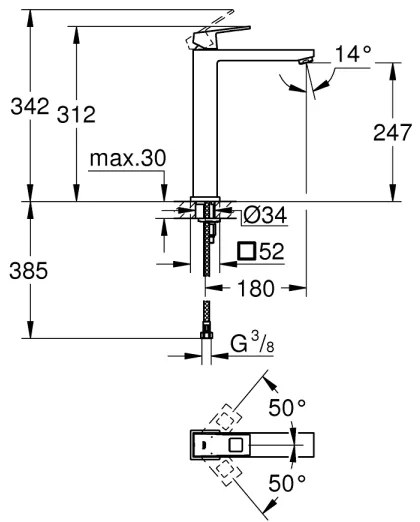 GROHE 23406000 - EUROCUBE mosdócsaptelep, XL méret, fényes króm