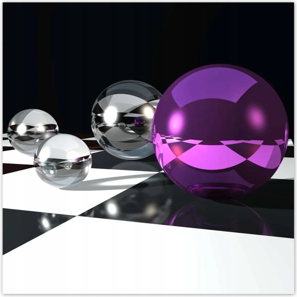 Poszterek 70x70 Lila gömb a rácson