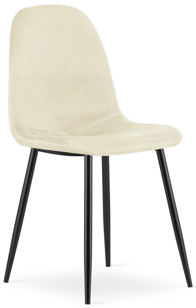 Bézs bársonyszék COMO fekete lábakkal