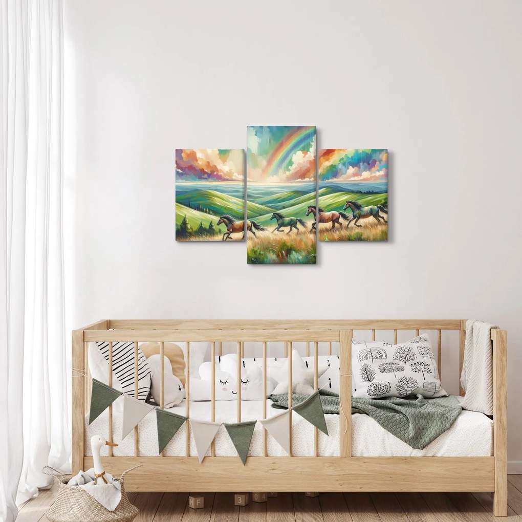 Kép – Vágtázó lovak a tájban (90x60 cm)