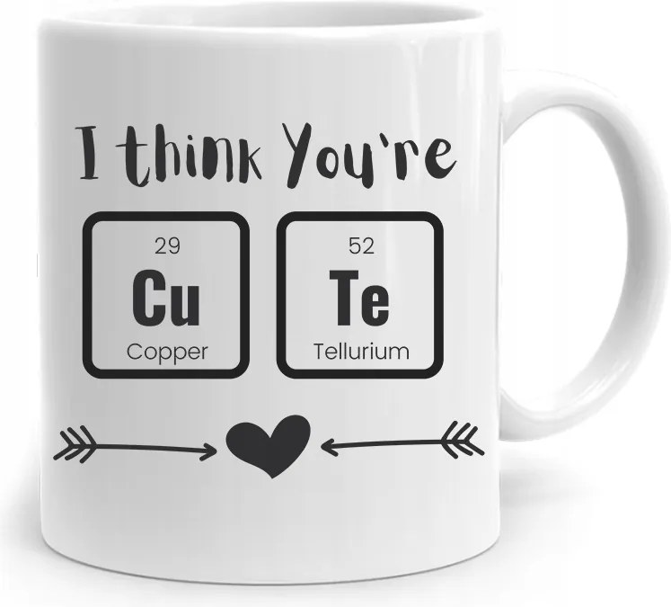 Ajándék Bögre Valentin Napra És Think You're Cute nyomtatott fényképpel