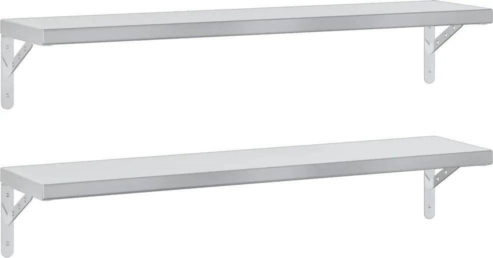vidaXL 2 db ezüstszínű rozsdamentes acél fali polc 100 x 23,5 cm