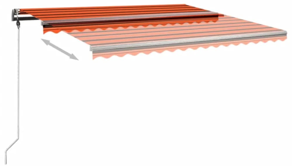 narancs-barna kézzel kihúzható póznás napellenző 400 x 300 cm