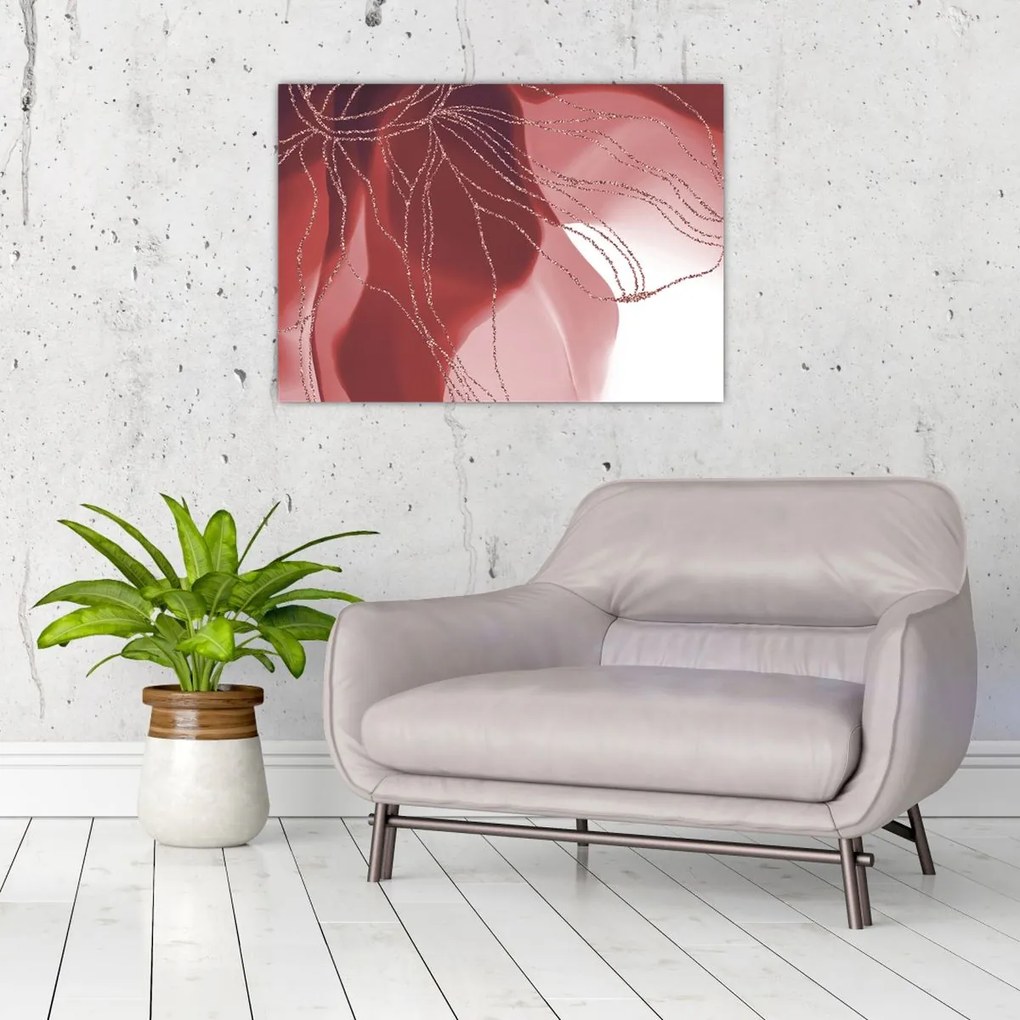 Üveg kép - Piros absztrakt virág N⁰1 (70x50 cm)