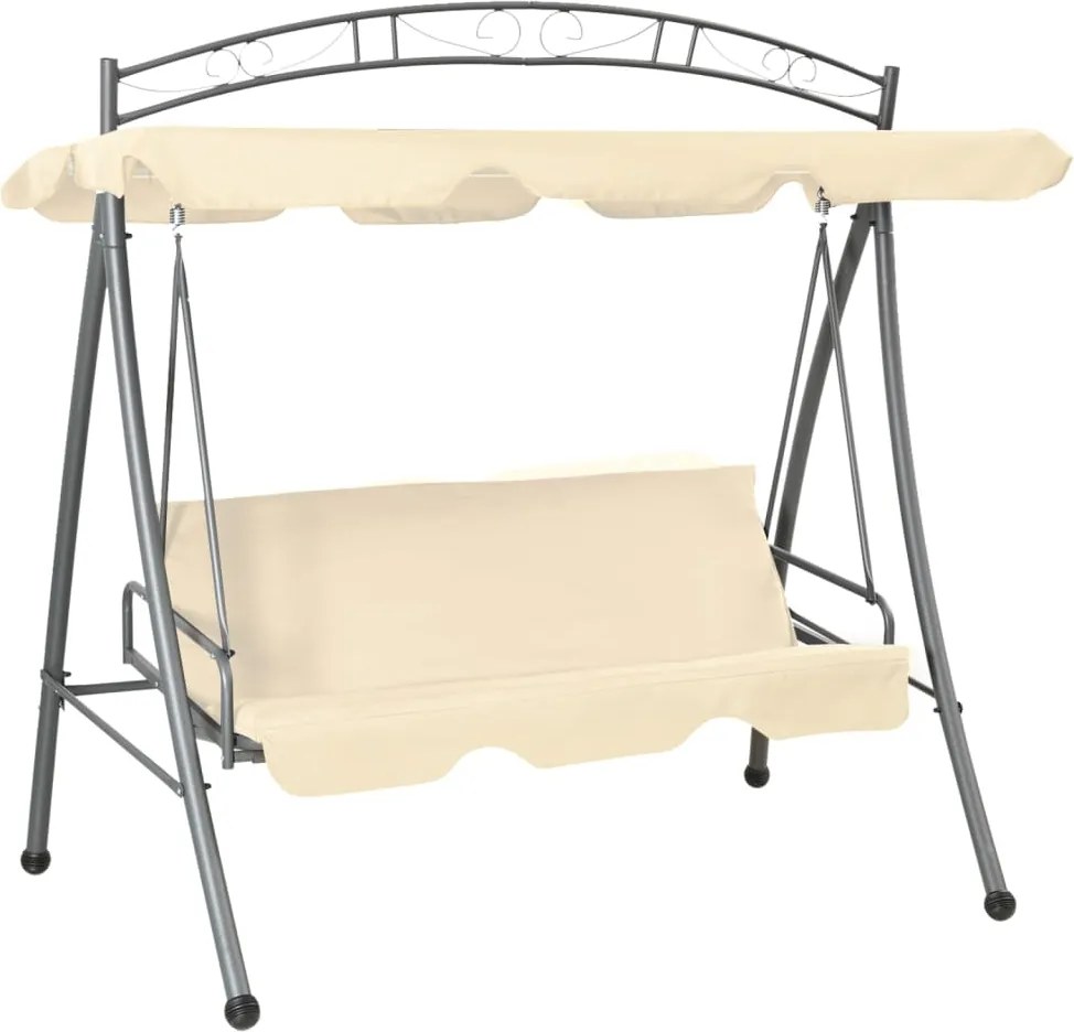 vidaXL homokfehér kültéri átalakítható hintaágy tetőponyvával