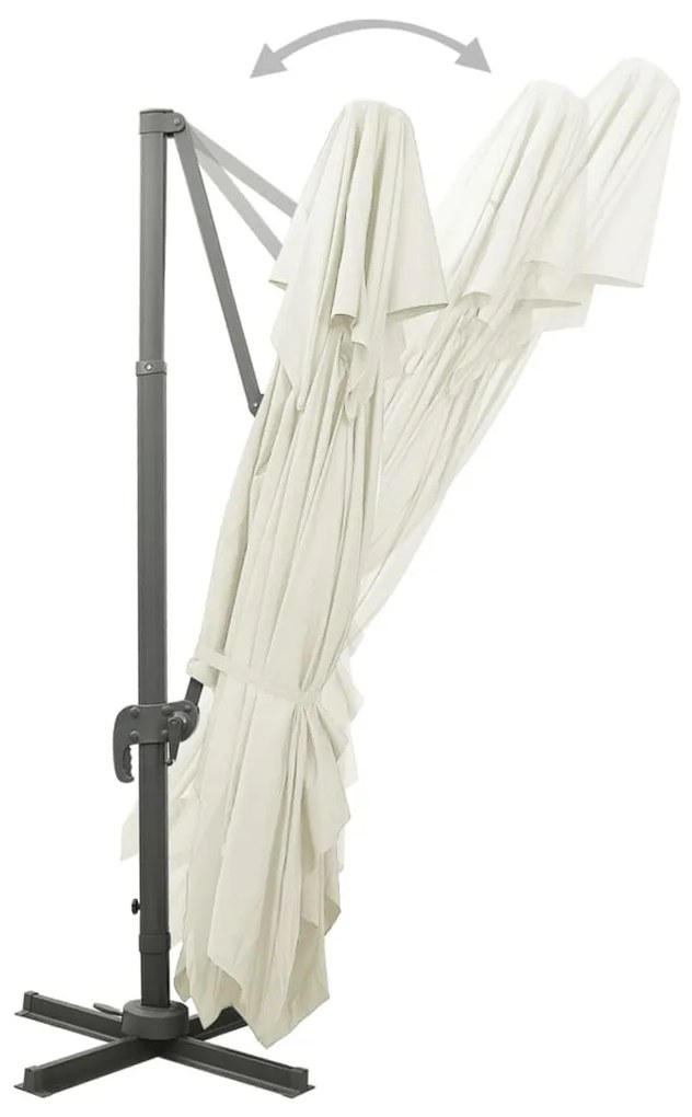 konzolos kerti napernyő dupla tetejű homokszínű anyagból 400 x 300 cm