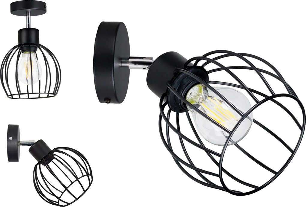 Fali Lámpa állítható loft Gömb Drót 1