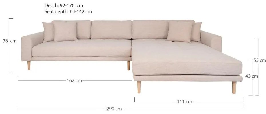 Lido jobb ottomános kanapé, 4db párnával