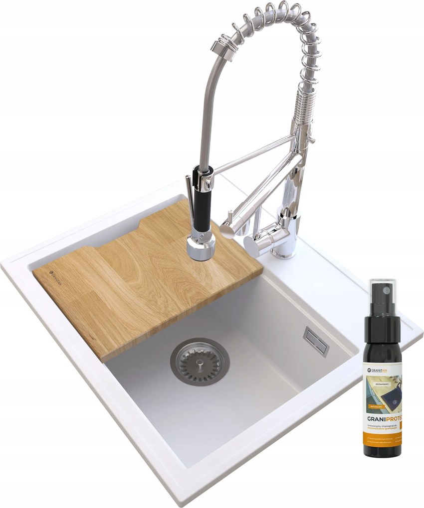 Gránit Mosogató Foxal Fehér Korbács Spirál Duo Króm