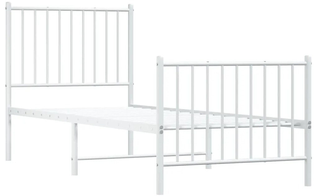 fehér fém ágykeret fej- és lábtámlával 80x200 cm