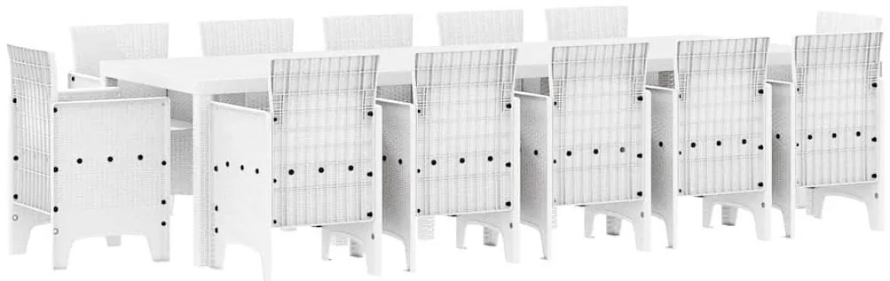 Kert étkező szett 13 pcs Fehér Poli rattan