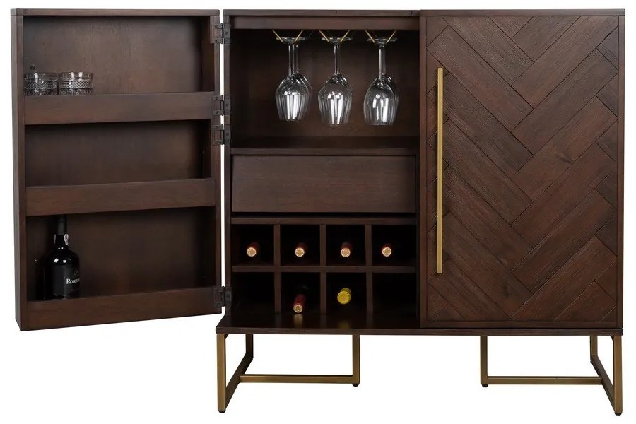 Bortartó szekrény egzotikus fa dekorral 24 palackhoz, 100x100 cm Class - Dutchbone