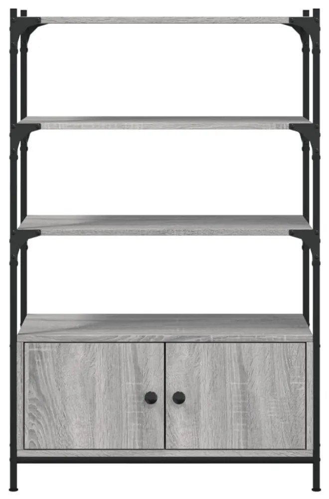 3 szintes szürke sonoma szerelt fa könyvespolc 70x30x109,5 cm
