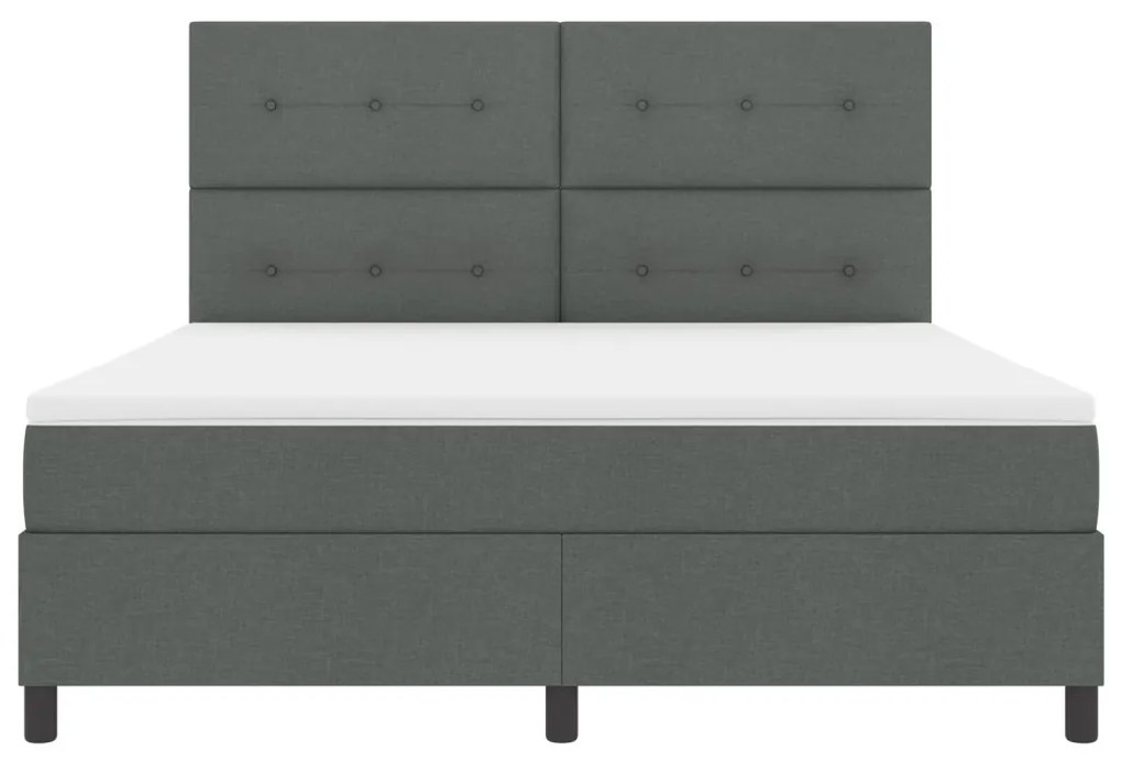 Boxspring ágy matraccal sötét szürke szuper király szövet