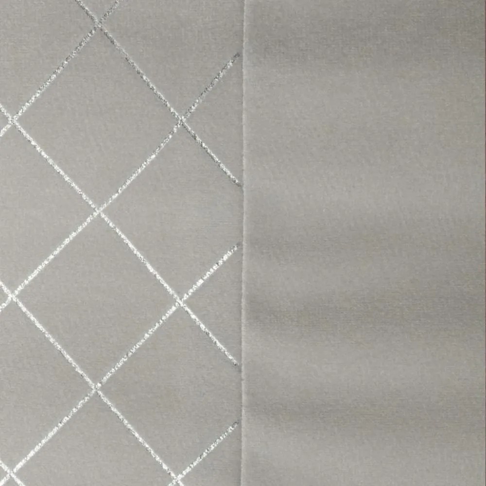 Bársonyos szürke sötétítő függöny geometrikus motívummal 140 x 250 cm